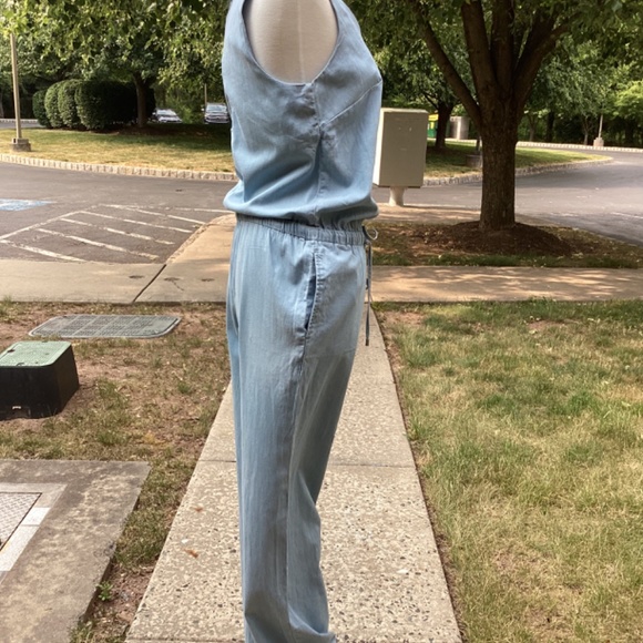 H by Halston Denim jumpsuits light blue size 8 draw string elastic waist - Picture 6 of 12